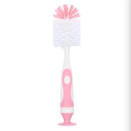 A pink 2-in-1 baby bottle brush set, designed to easily clean baby bottles and nipples, ensuring thorough and hygienic care for your baby's feeding accessories.