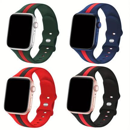 A 4-piece set of soft silicone sport watch bands, designed for comfort and durability, perfect for an active lifestyle and easy customization of your watch.