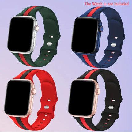 A 4-piece set of soft silicone sport watch bands, designed for comfort and durability, perfect for an active lifestyle and easy customization of your watch.