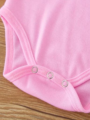 A playful short sleeve pink baby romper featuring the phrase "Give me the milk or nobody sleeps," perfect for a fun and humorous outfit.